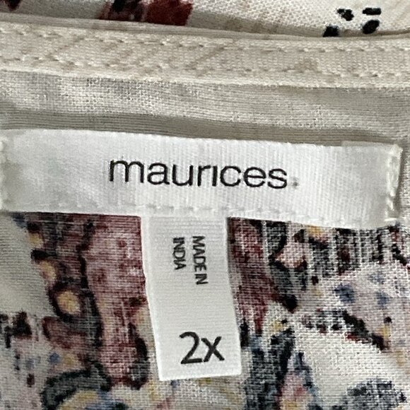 Maurices Top Women Sz‎ 2X V-Neck Floral Lace Patchwork Peasant Boho - Picture 3 of 16